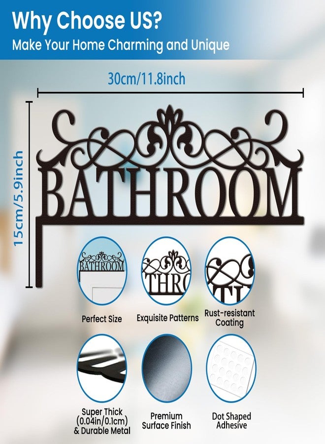 CUTHOLLOW Floral Lace Bathroom Door Topper Sign Wall Art Decor, 11.8"x5.9" Metal Unique Vintage Hanging Above Door Frame Corner Accent for Modern Home Rest Room Toilet, Best Gift for Housewarming - Image 2